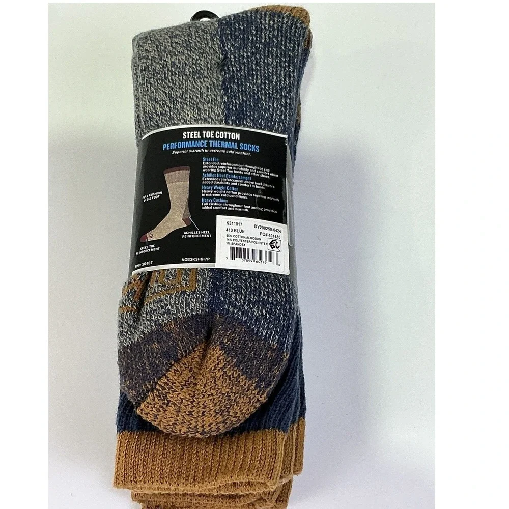 Dickies Steel Toe Crew Thermal Socks 3 Pair Cotton Blend Heavyweight 6-12‎